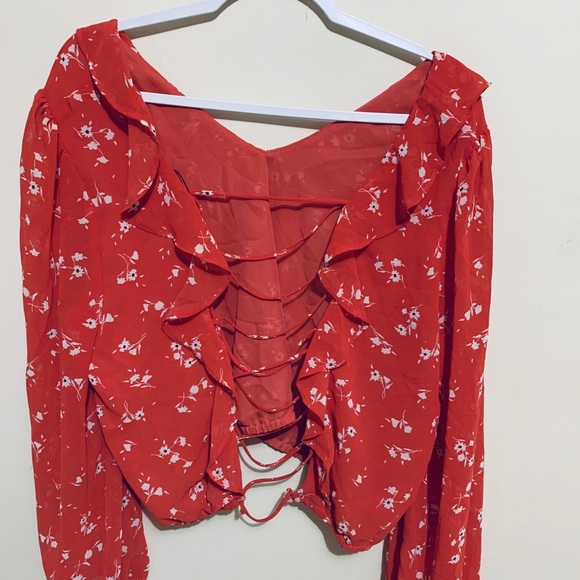 Dynamite // Salmon Crop Top - Picture 2 of 5